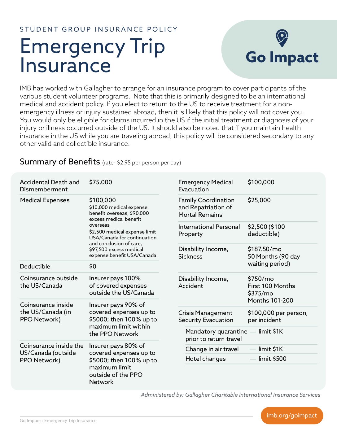 GO Trip Insurance cover